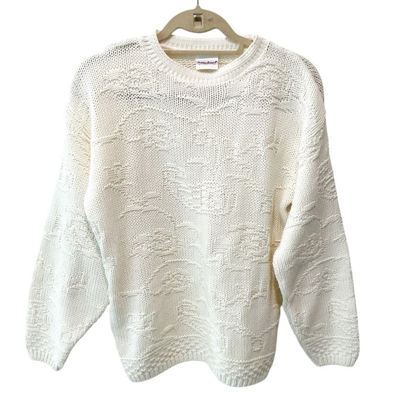 VTG Bobbie Brooks Cream Knit Sweater Pullover Women’s Size Small Crew Neck - Picture 1 of 3